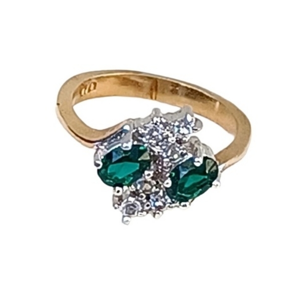 DAC Emerald and CZ Gold Ring - Picture 2 of 12